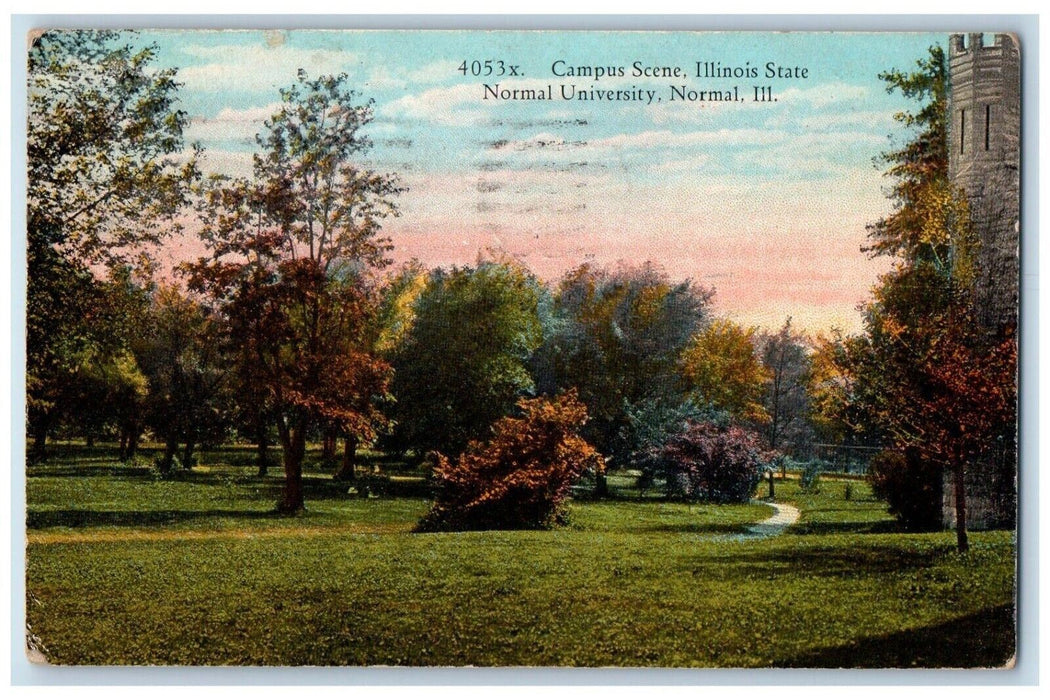 1926 Campus Scene Illinois State Normal University Normal Illinois IL Postcard