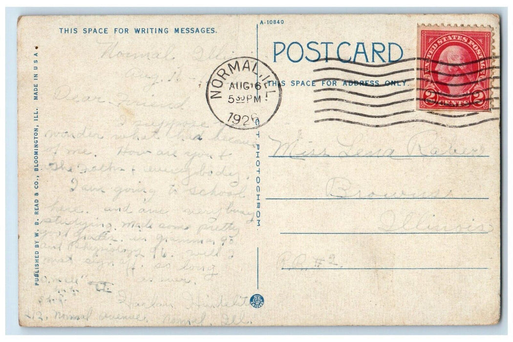 1926 Campus Scene Illinois State Normal University Normal Illinois IL Postcard