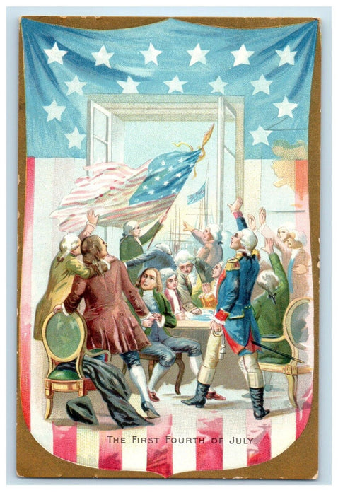 1908 First Tuck Independence Day July 4th Patriotic Founding Fathers Postcard