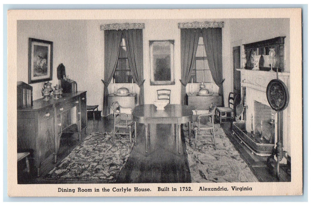 c1940's Dining Room in the Carlyle House, Alexandria Virginia VA Postcard