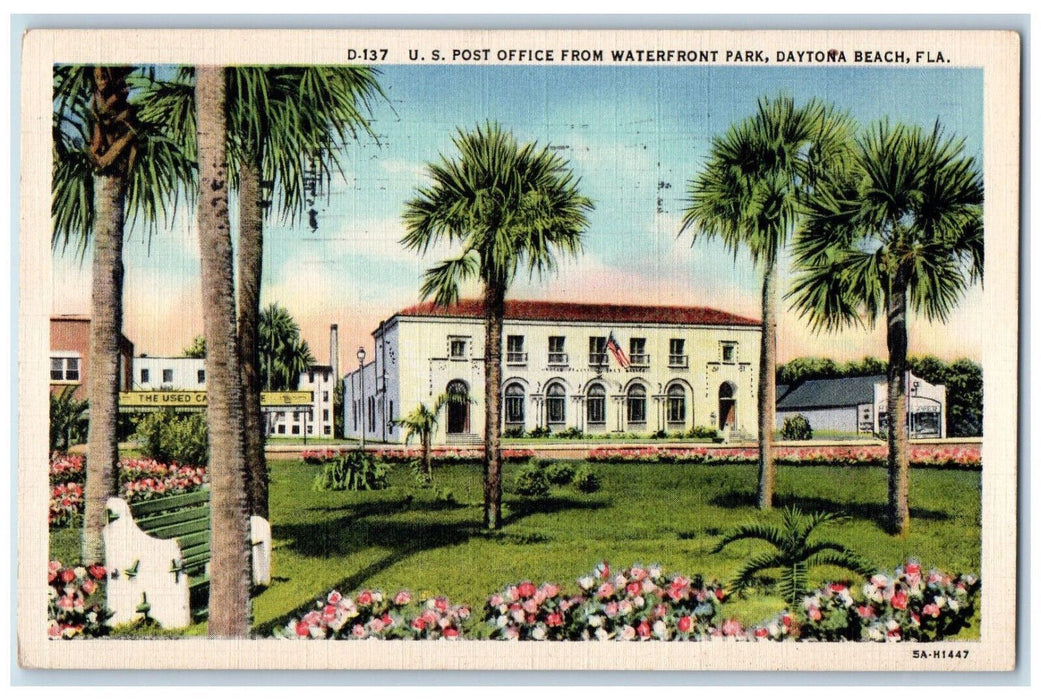 1936 US Post Office from Waterfront Park, Daytona Beach Florida FL Postcard