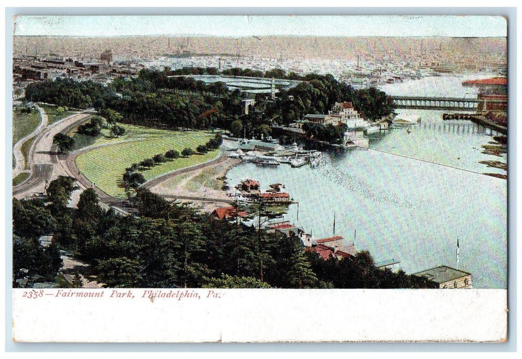 1907 Boats on Landing Scene Fairmount Park Philadelphia Pennsylvania PA Postcard