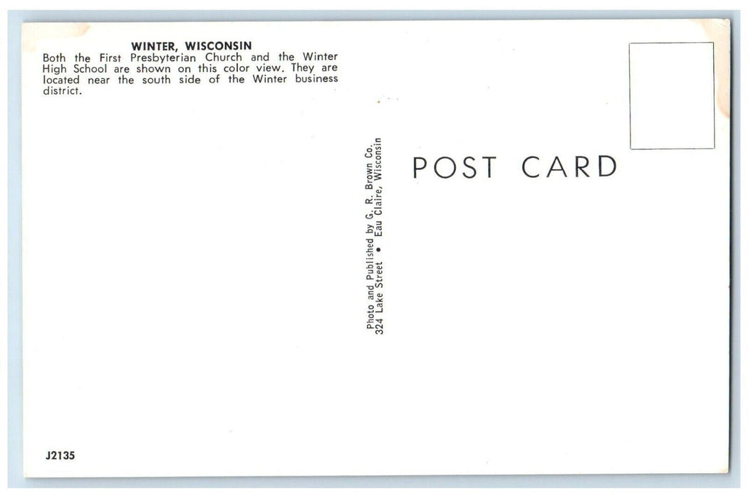 Greetings From Winter Wisconsin WI, Presbyterian Church & High School Postcard