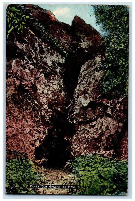 1912 Entrance to Bears Den Greenfield Massachusetts MA Antique Postcard