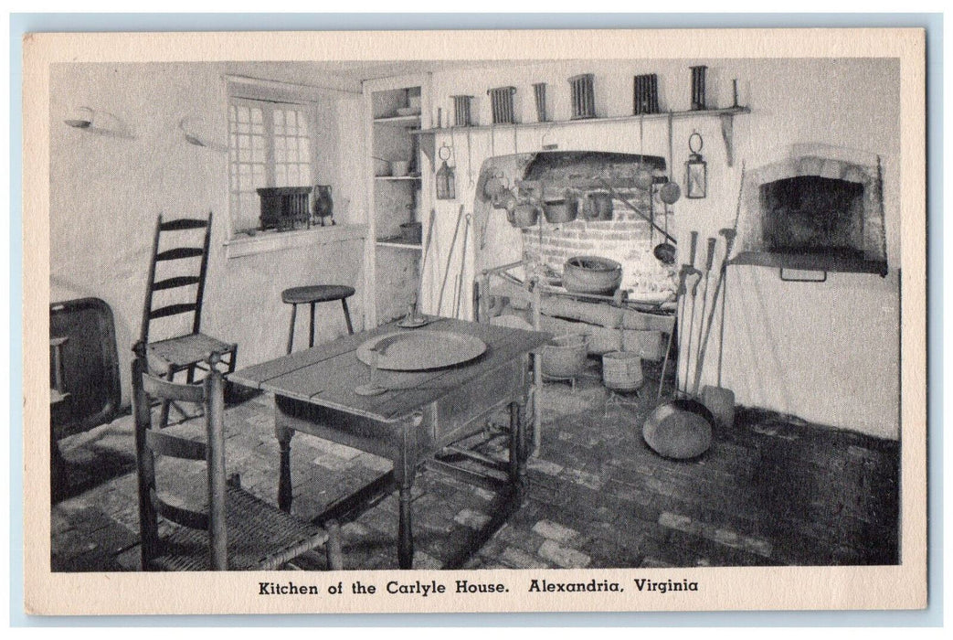 c1940's Pot, Table Chair, Lamp Kitchen of the Carlyle House Virginia VA Postcard