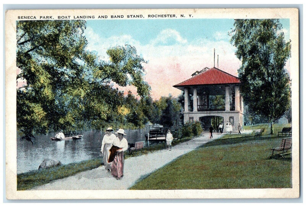 1921 Seneca Park Boat Landing And Band Stand Rochester New York NY Postcard