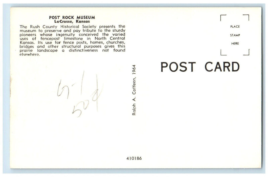 View Of Post Rock Museum Windmill La Crosse Kansas KS Unposted Vintage Postcard