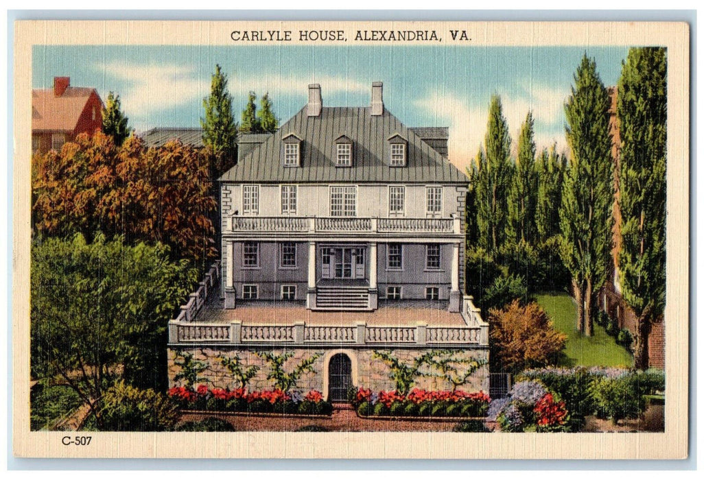 c1940's Carlyle House, Alexandria Virginia VA A Capsco Product Postcard