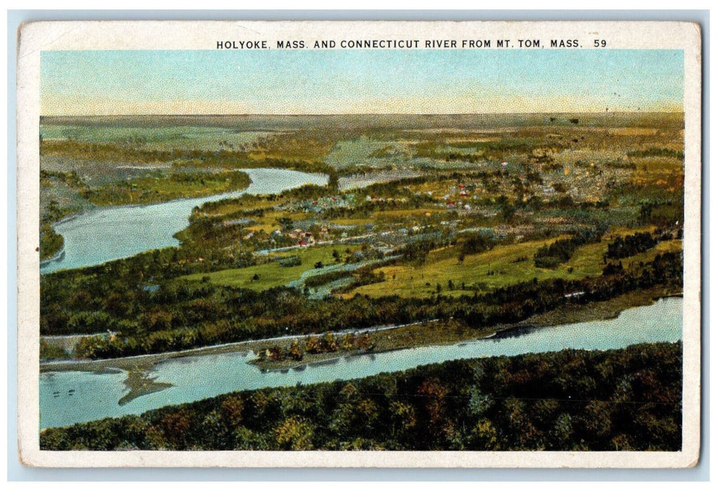 1925 Holyoke Massachusetts and Connecticut River from MT.Tom MA Postcard