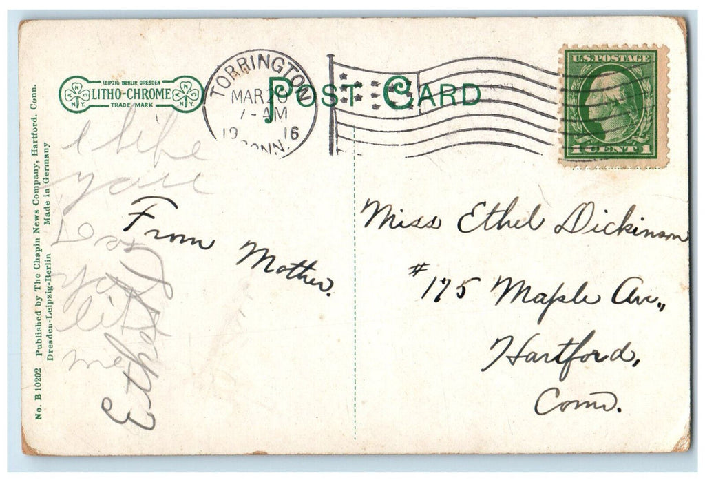 1916 Trinity Episcopal Church Torrington Connecticut CT Antique Postcard