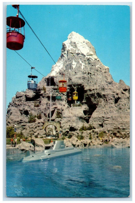 c1960's Cable Car, Submarine Matterhorn, Caverns, Disneyland Anaheim CA Postcard
