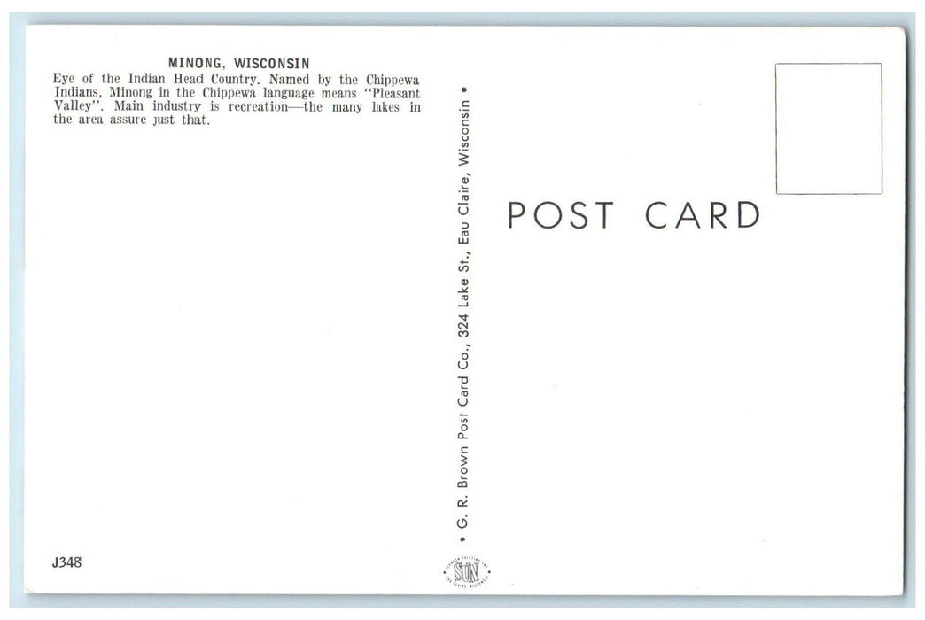 Greetings From Minong Wisconsin WI, Stigney Lumber Co. Cars, Split View Postcard
