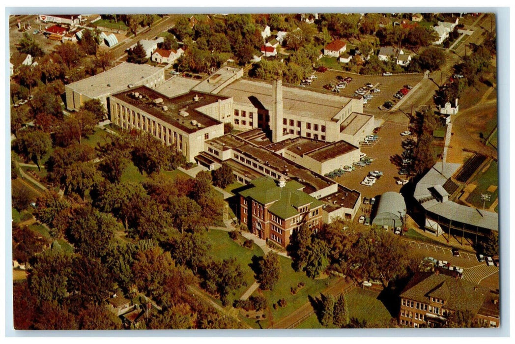 Aerial View Of Lincoln High School Buildings Cars Wisconsin Rapids WI Postcard