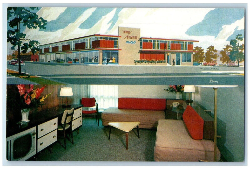 c1950's Town Campus Hotel Room View Madison Wisconsin WI Vintage Postcard