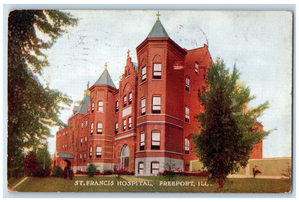 1908 St. Francis Hospital Freeport Illinois IL Antique Posted Postcard