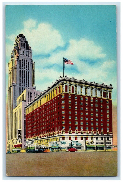 Deshler Wallick Hotel RKO Theater Le Veque-Lincoln Tower Columbus OH Postcard