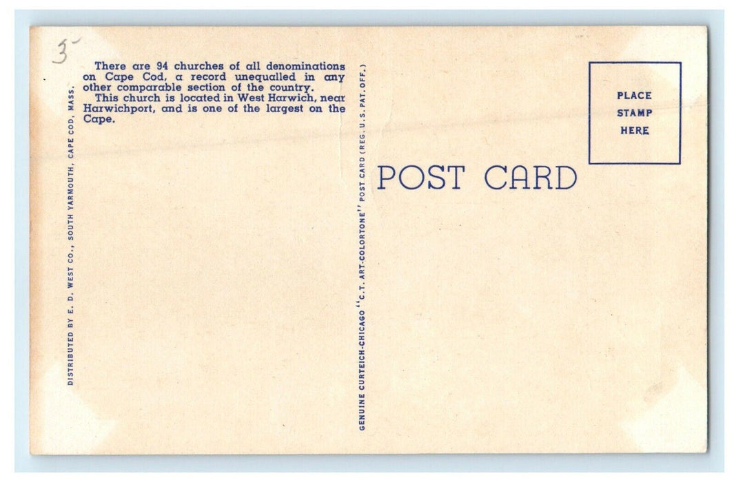 c1939 Holy Trinity Catholic Church Cape Cod Massachusetts MA Vintage Postcard
