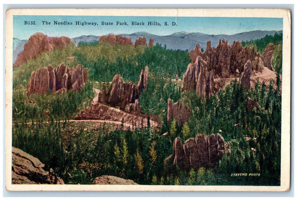 1930 The Needles Highway State Park Black Hills South Dakota SD Postcard