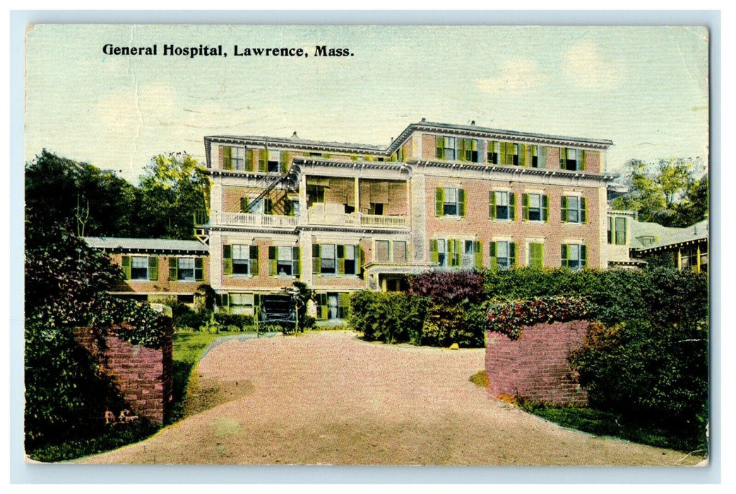 c1914 General Hospital, Lawrence, Massachusetts MA Antique Postcard