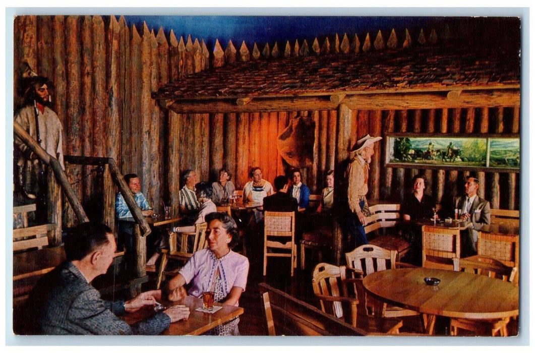 c1970's Stockade Room, Jackson Lake Lodge, Moran Wyoming WY Postcard