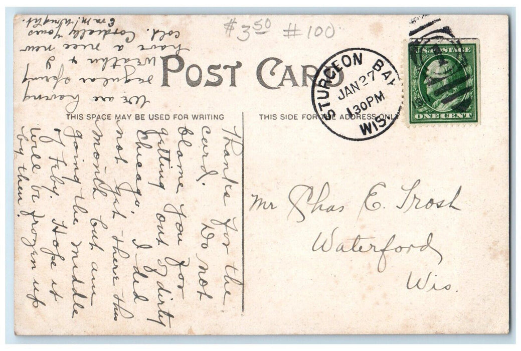 1911 New High School Building Campus Sturgen Bay Wisconsin WI Antique Postcard