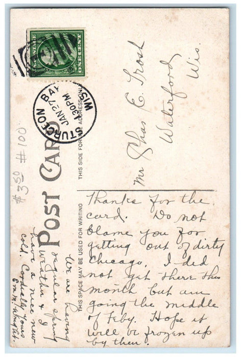 1911 New High School Building Campus Sturgen Bay Wisconsin WI Antique Postcard