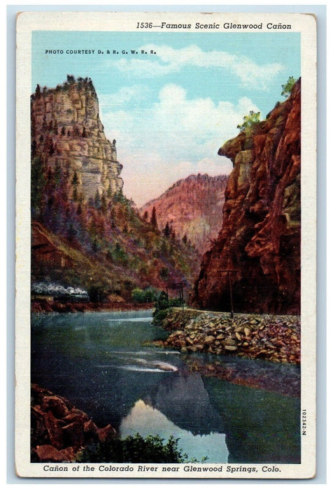 1946 Scenic Glenwood Canon Of Colorado River Near Glenwood Spring CO Postcard