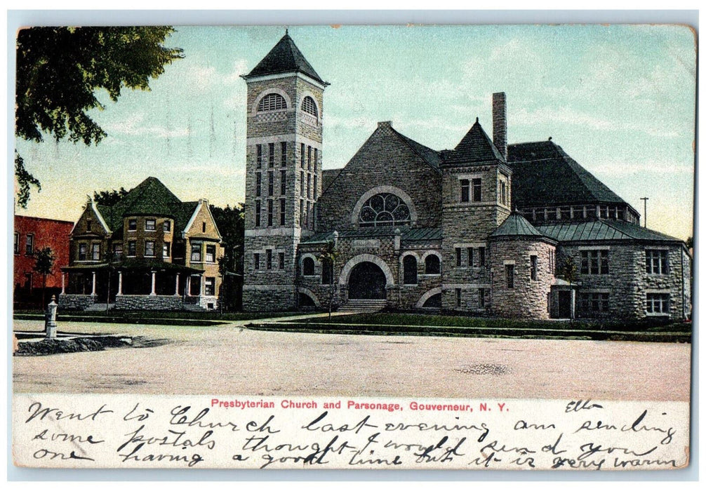 c1905 Presbyterian Church and Parsonage Governeur New York NY Antique Postcard