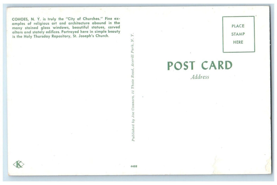 Cohoes NY, St. Joseph Church Carved Altar City Of Churches Interior Postcard