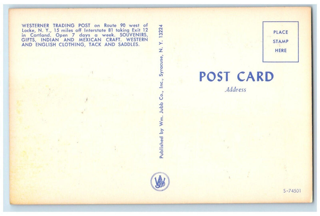Westerner Trading Post Souvenirs Gifts Shop, Horse Locke New York NY Postcard