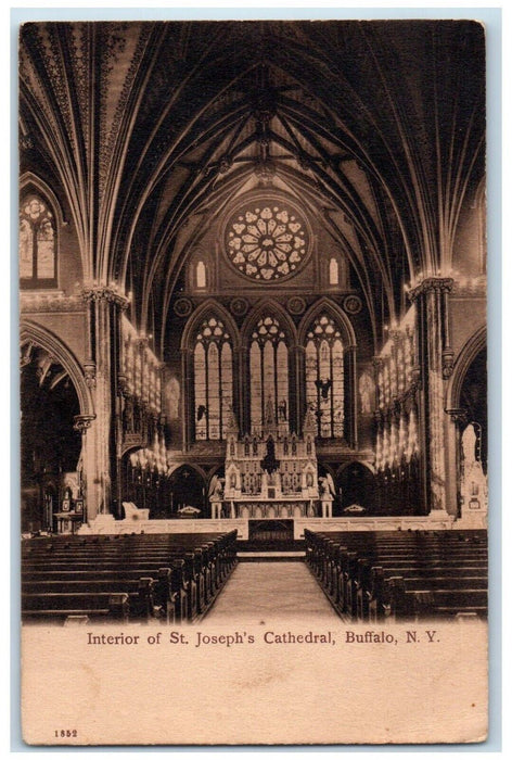 1908 Interior Of St. Joseph's Cathedral Buffalo New York NY Antique Postcard