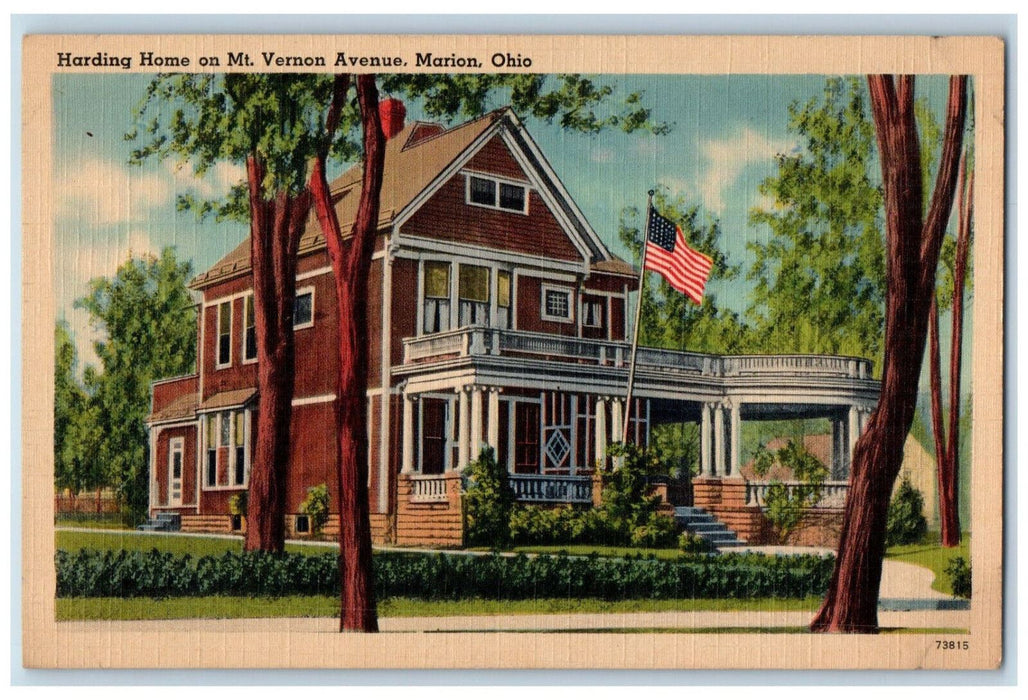 c1940's Harding Home on Mt. Vernon Avenue Marion Ohio OH Vintage Postcard