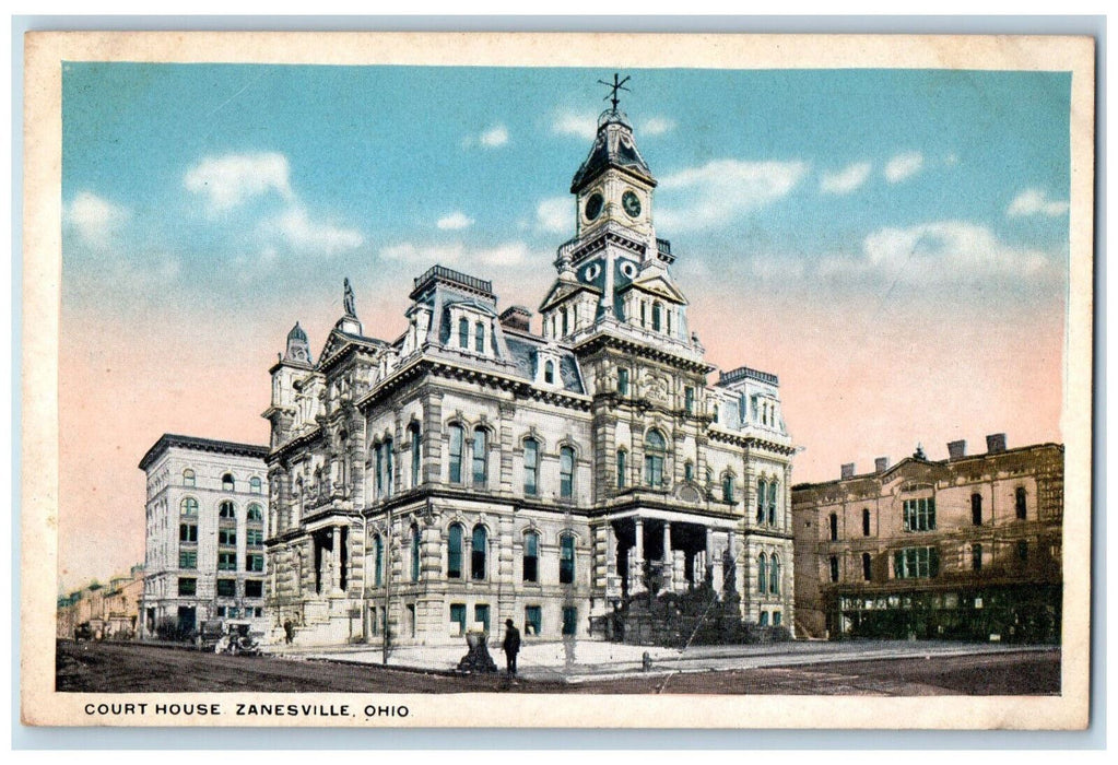 c1950's Court House, Zanesville Ohio OH Vintage Unposted Postcard