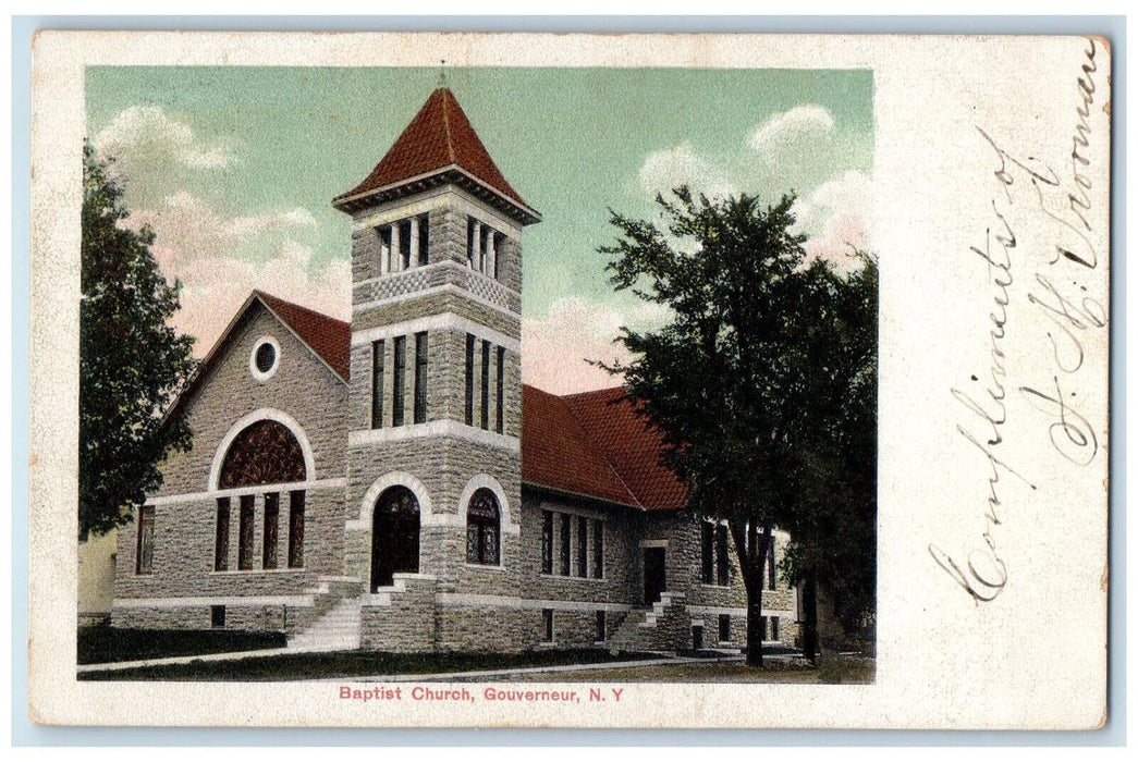 c1905 Baptist Church, Gouverneur New York NY Antique Posted Postcard