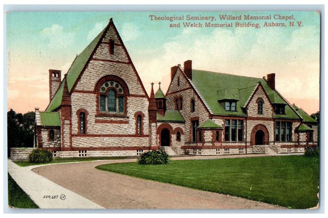 c1910 Theological Seminary & Willard Memorial Chapel Auburn NY Postcard