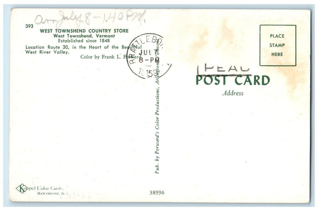 1959 West Townshend Country Store Wagon West Townshend Vermont VT Postcard