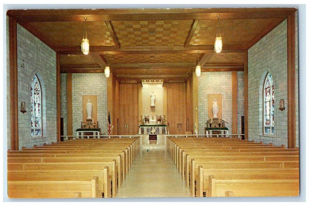 Interior Chapel Of St. Joseph The Worker Chamidane Preparatory Marcy NY Postcard