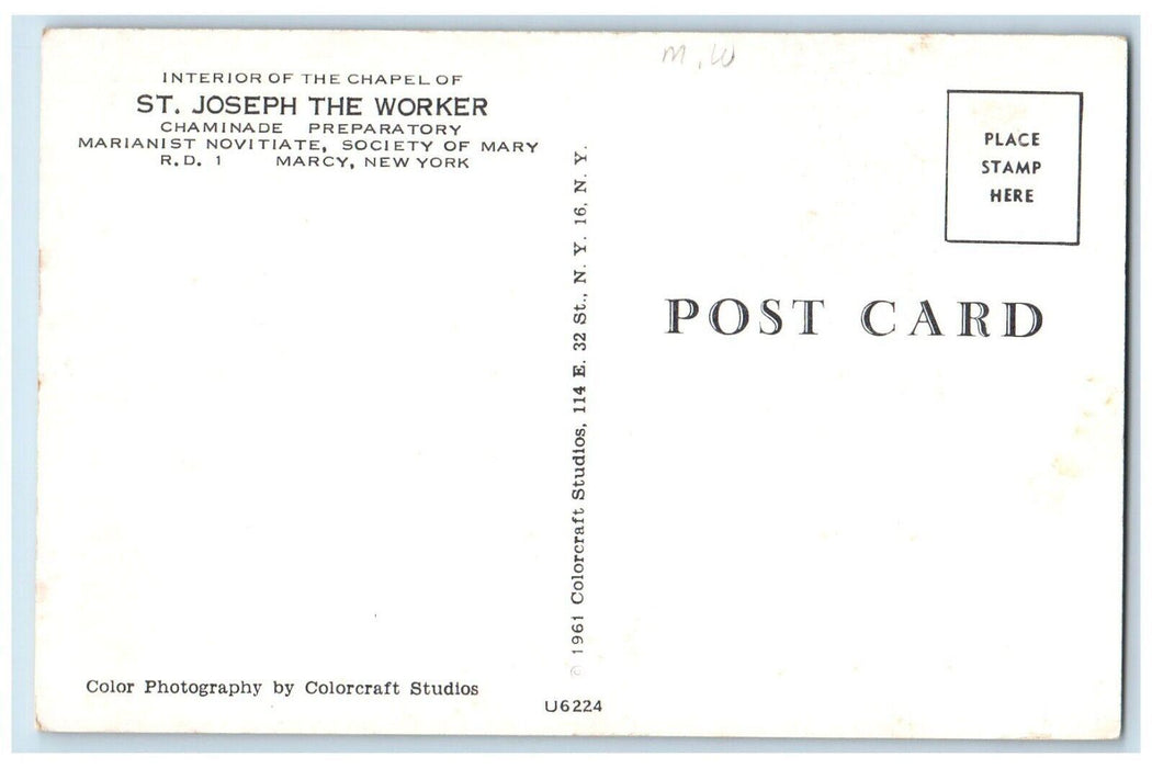 Interior Chapel Of St. Joseph The Worker Chamidane Preparatory Marcy NY Postcard