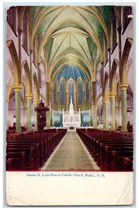 c1910's Interior St. Louis Roman Catholic Church Buffalo New York NY Postcard