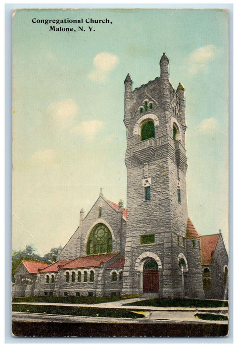 c1910's Congregational Church, Malone New York NY Unposted Antique Postcard
