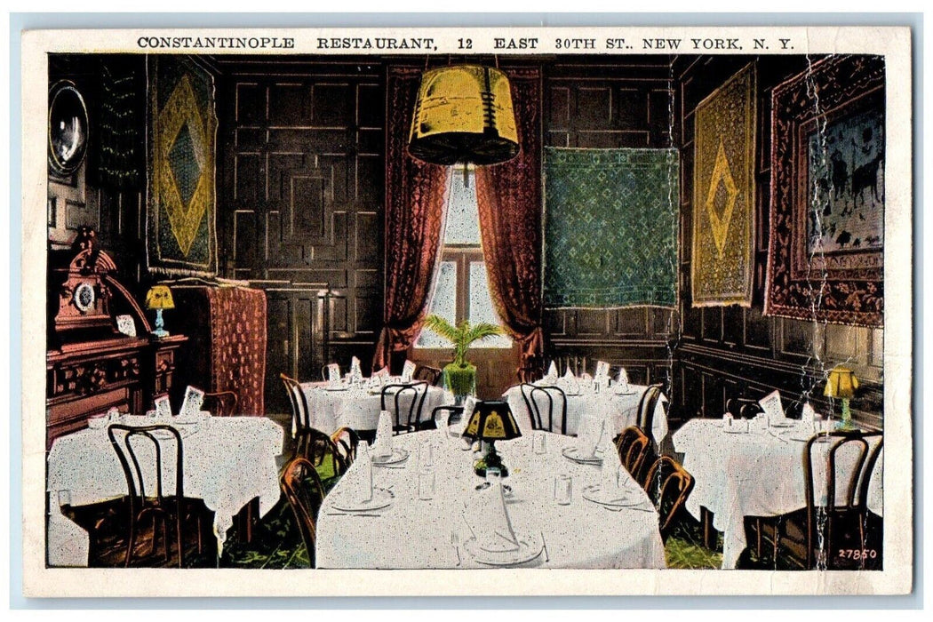 c1930's Constantinople Restaurant Dining Room 30th Street New York NY Postcard