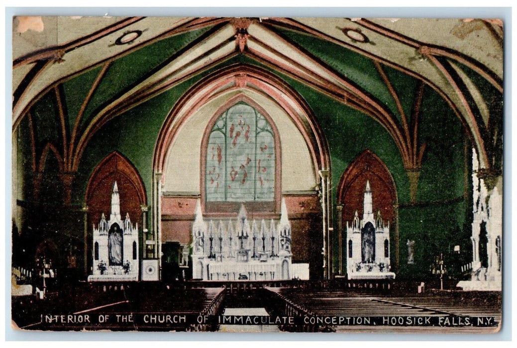 1916 Interior Church Of Immaculate Conception Hoosick Falls New York NY Postcard