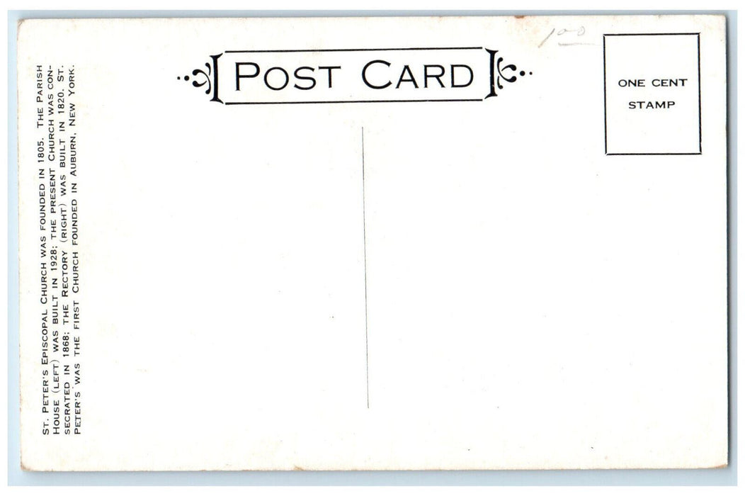 c1930's Saint Peter's Episcopal Church, Auburn New York NY Postcard