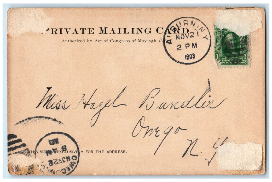 1903 High School Auburn New York NY Antique Private Mailing Card (PMC) Postcard