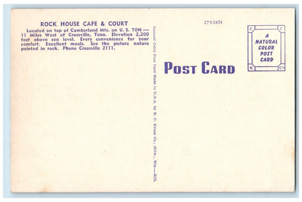 c1940's Rock House Cafe & Court Crossville Tennessee TN, Multiview Postcard