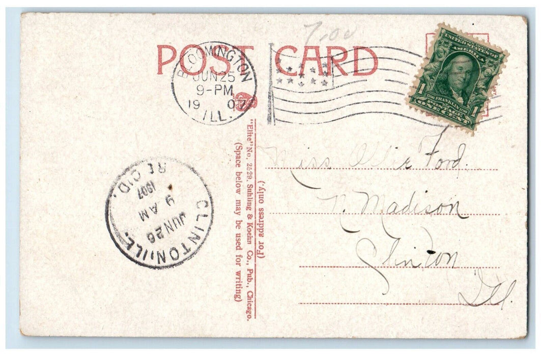 1907 Mc Lean County Court House Bloomington Illinois IL Posted Antique Postcard