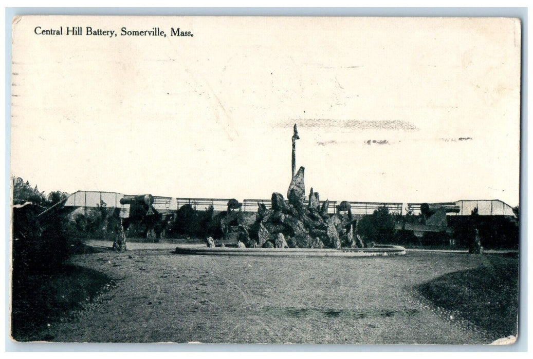 1913 View Of Central Hill Battery Somerville Massachusetts MA Antique Postcard