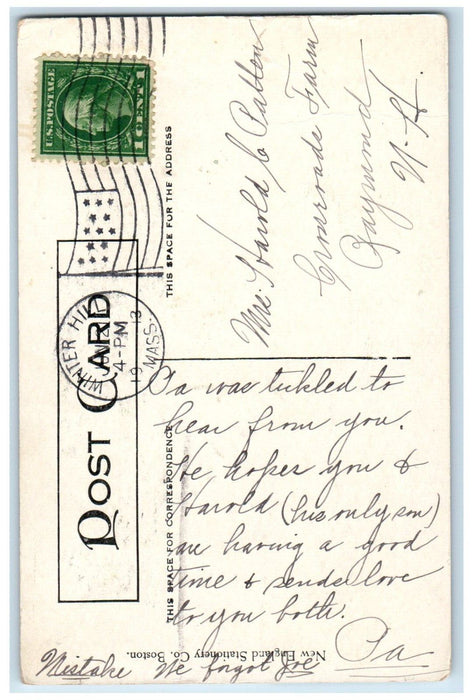 1913 View Of Central Hill Battery Somerville Massachusetts MA Antique Postcard