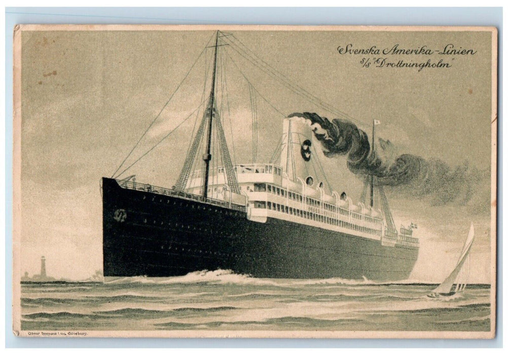 c1910's Svenska Amerika Linien Steamer Ship Drottningholm Antique Postcard