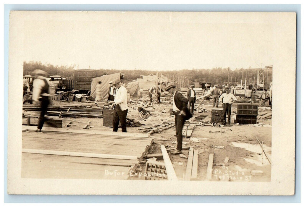 c1910 Dufor Exposition Construction Workers Building RPPC Photo Postcard